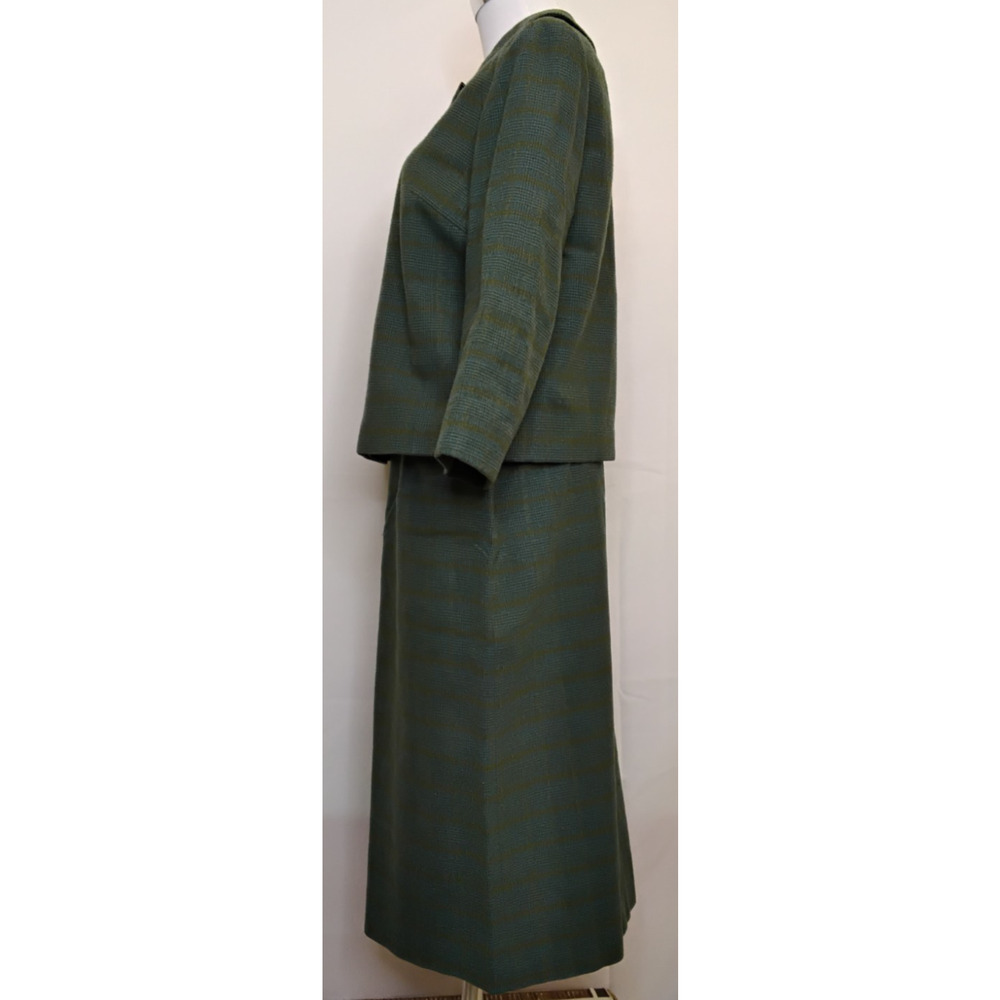 Pendleton Skirt Suit Set Women's 14 Green Plaid 100% Virgin Wool 1960s #Z5719 - Picture 4 of 16